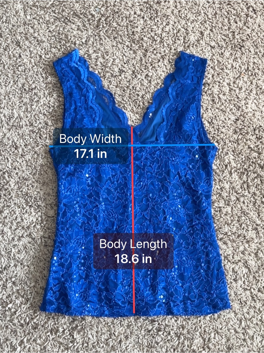 BOSTON PROPER | Royal Blue Lace Sequin Tank Top Sz XL - Picture 6 of 9